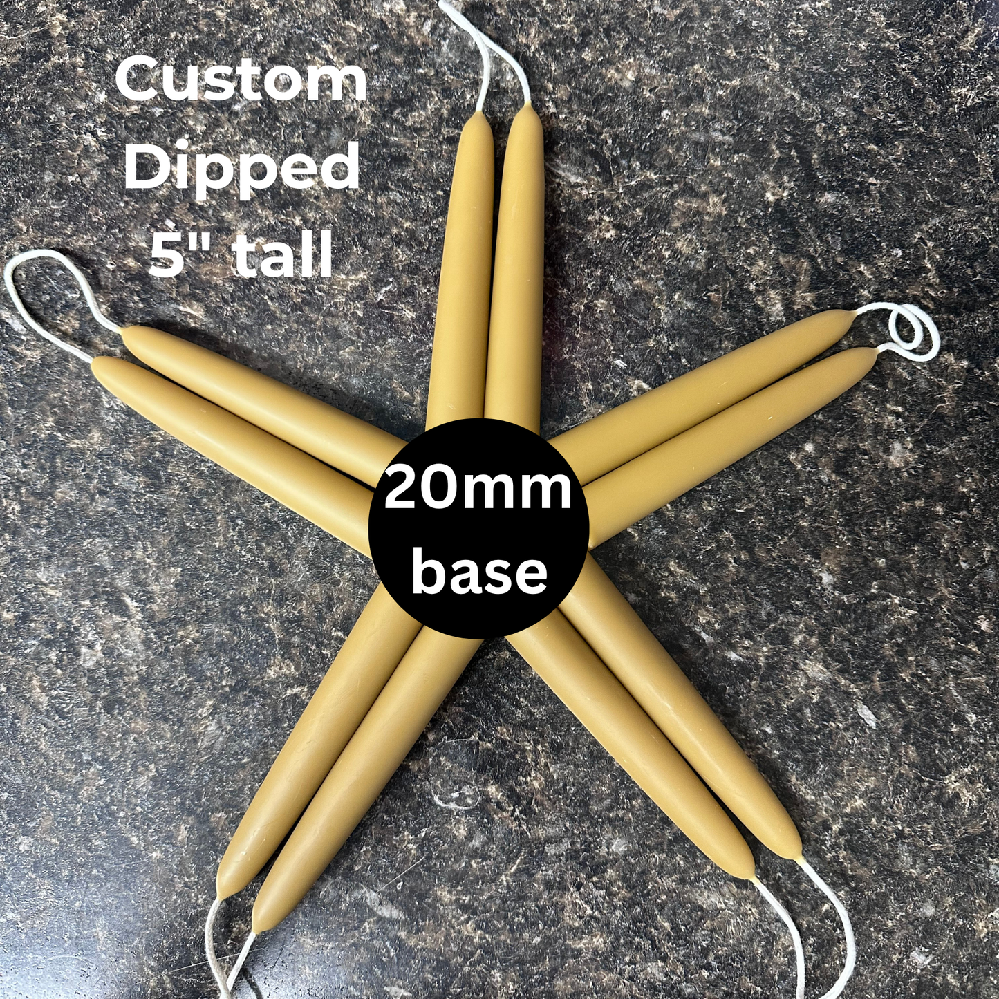 Custom Joined Pair 5 Inch Bayberry Wax Taper - 20mm base