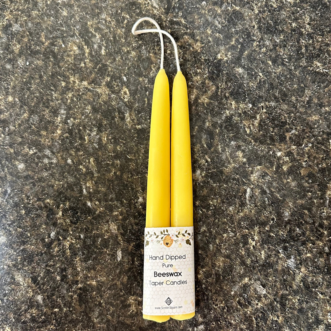Traditional 8 Inch Dipped Beeswax Taper Candles
