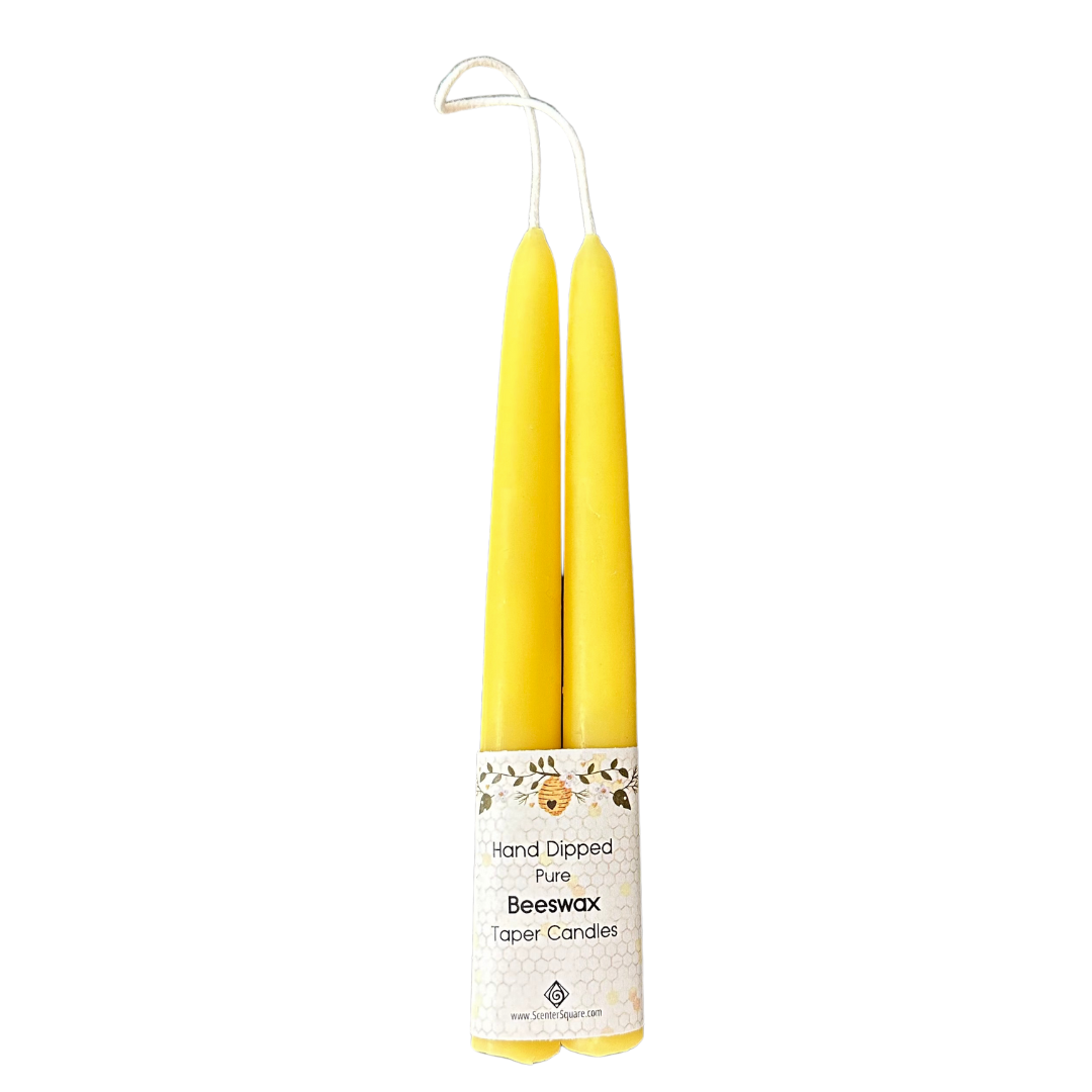 Traditional 8 Inch Dipped Beeswax Taper Candles