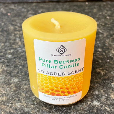 Round Beeswax Pillar Candle 3" wide x 4" tall