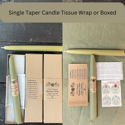 Single Traditional 8 Inch Bayberry Wax Taper - 3/4" Base