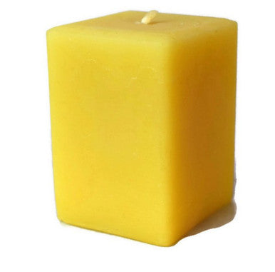 Square Beeswax Pillar Candle 3" wide x 4" tall