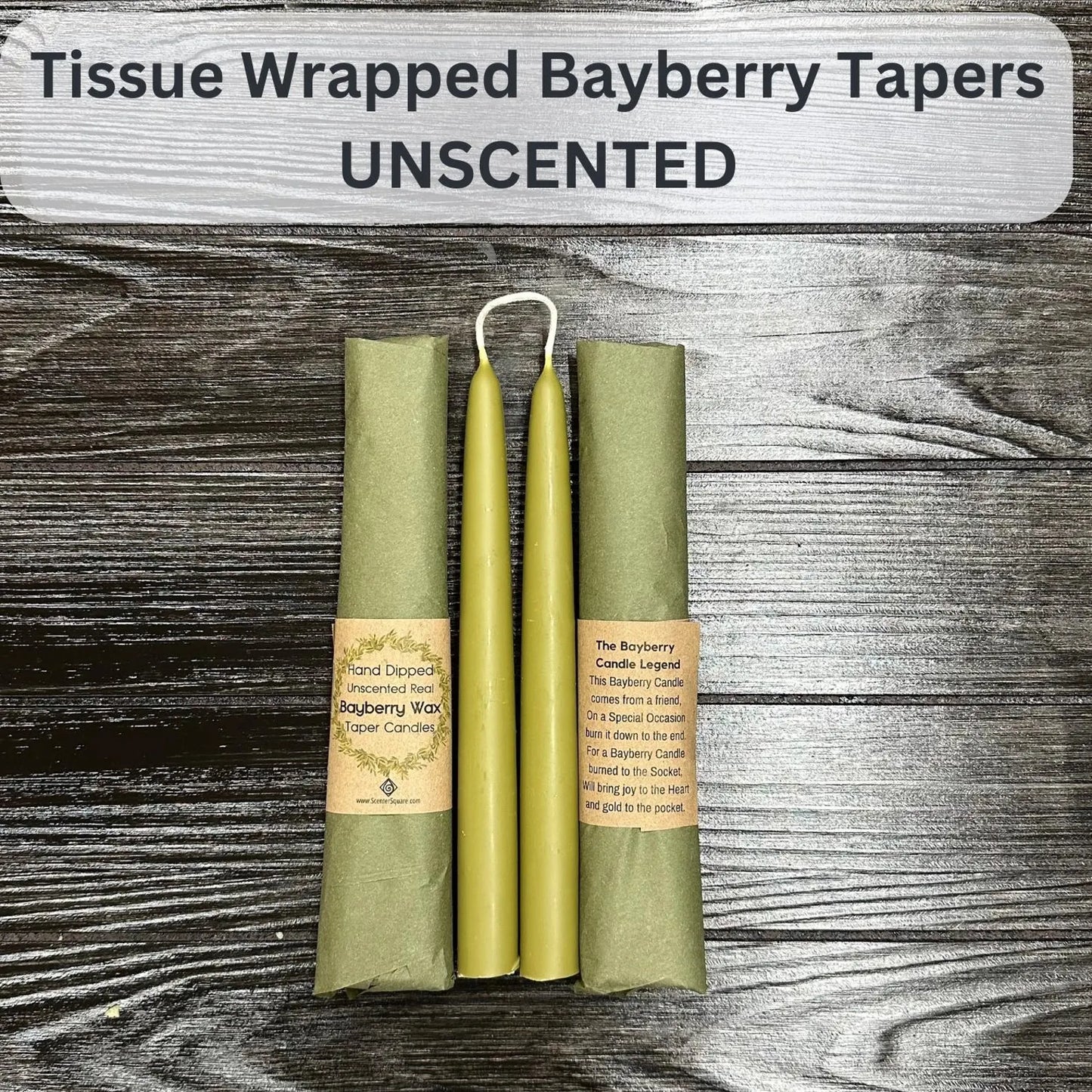 Traditional Joined Pair 8 Inch Bayberry Wax Taper - 3/4" Base