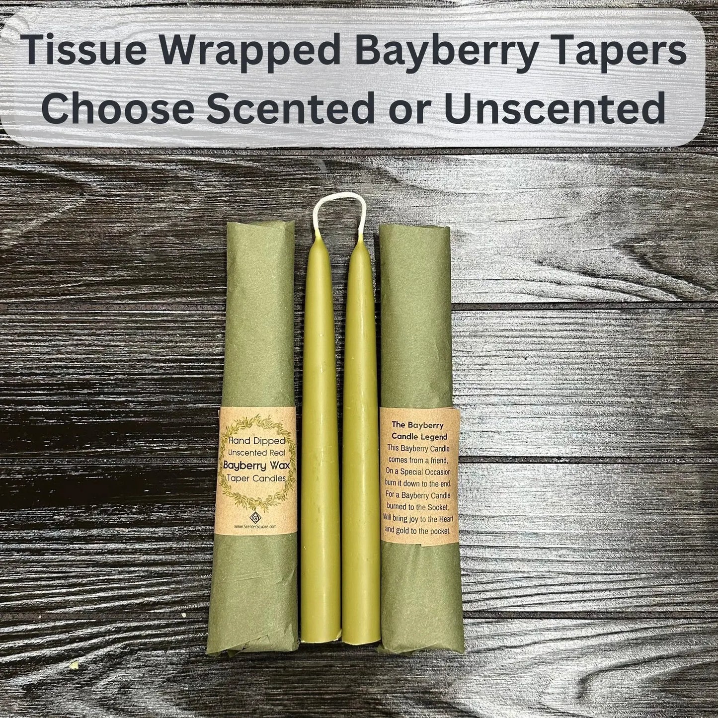 Traditional Joined Pair 8 Inch Bayberry Wax Taper - 3/4" Base