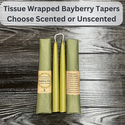 Traditional Joined Pair 8 Inch Bayberry Wax Taper - 3/4" Base