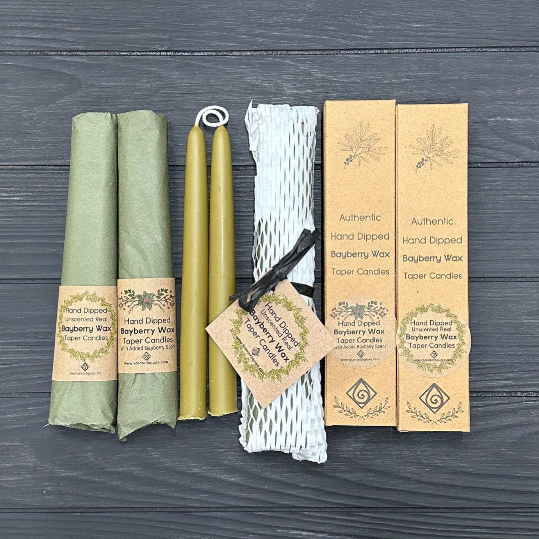 Traditional Joined Pair 8 Inch Bayberry Wax Taper - 3/4" Base